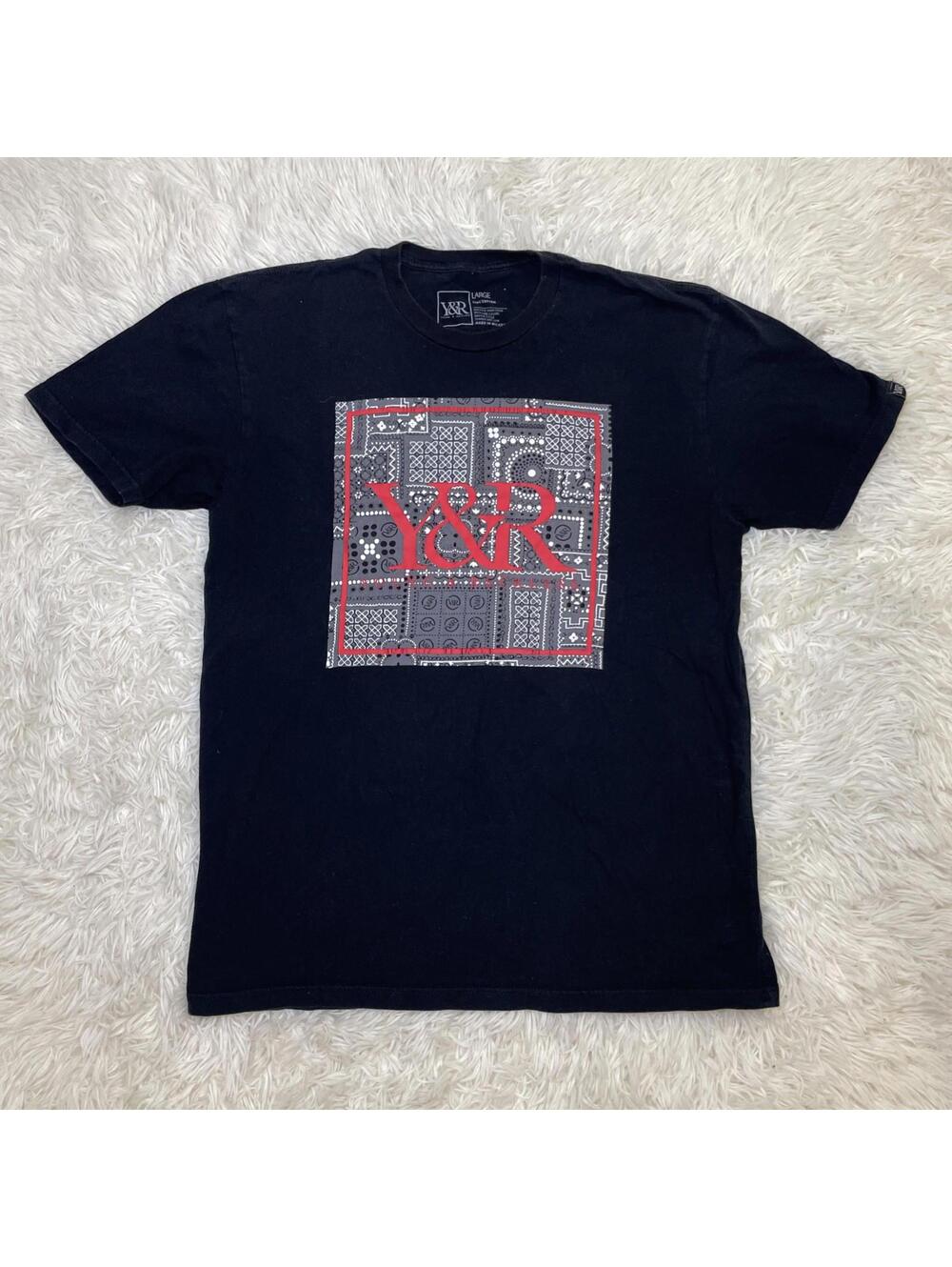 Men's Young and Reckless Y&R Cotton T-Shirt Size Large Black/Red